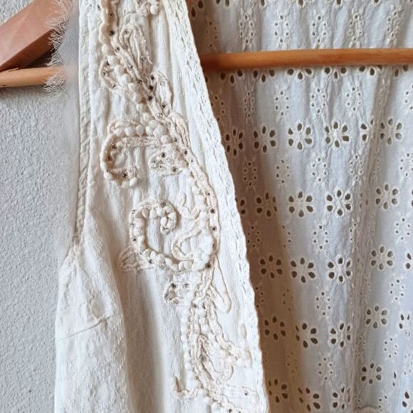 Miss Me Boho Vest Womens Medium Bohemian Hippie Flower Fringe Cut Out - Picture 5 of 11